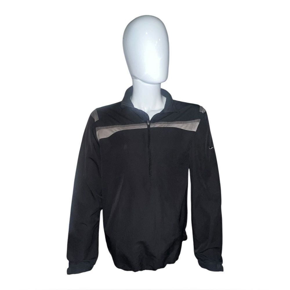 Nike Golf Men's Black 1/4 Zip Windbreaker Zippered Pockets Large EUC